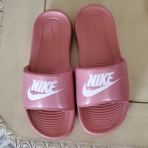 Nike Rose Pink Slide Sandals with White Swoosh